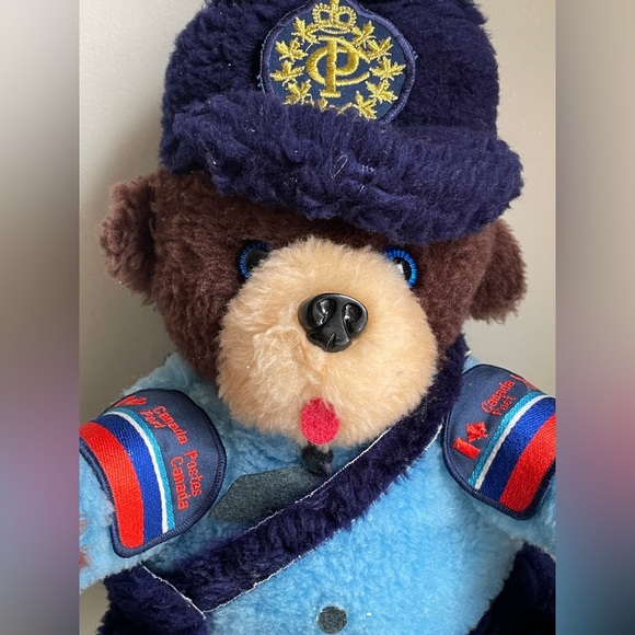 80’s 🇨🇦Canada Post- Mighty Star Plush Teddy Bear in Blue Uniform- Vintage - Picture 2 of 4